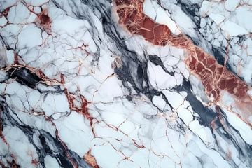 Marble abstraction in white, red and grey by Digitale Schilderijen