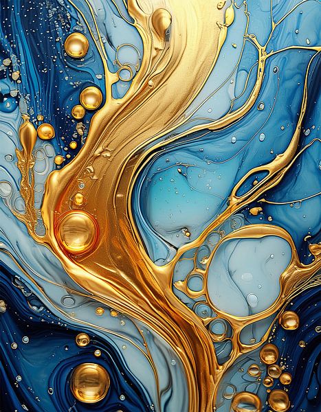 Gold and blue with pattern by Mustafa Kurnaz