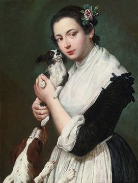 Eine junge Frau mit zwei Hunden, Giacomo Ceruti