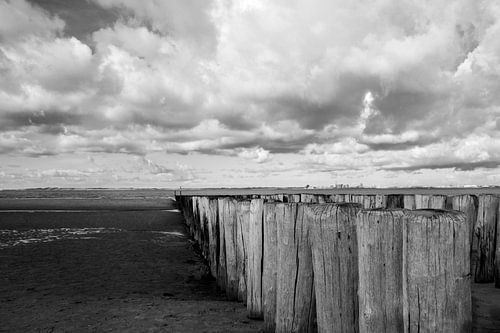Breakwaters in black and white