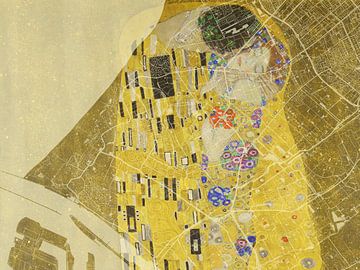 Map of Westland with the Kiss by Gustav Klimt by Map Art Studio