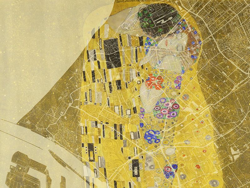 Map of Westland with the Kiss by Gustav Klimt by De Kaartenwinkel