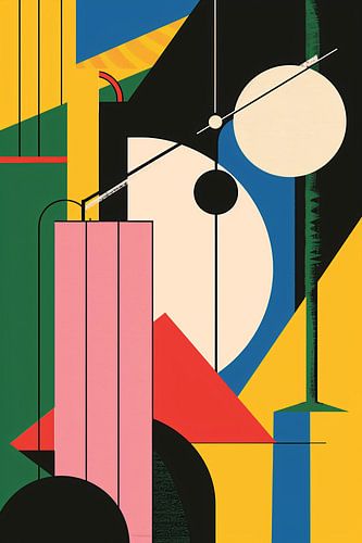 Abstract compositie met primaire kleuren