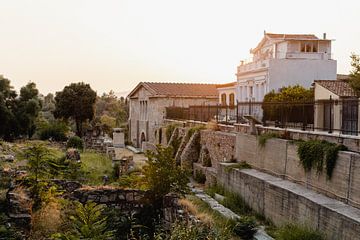 Ondergaande zon in Athene van Levfotografie