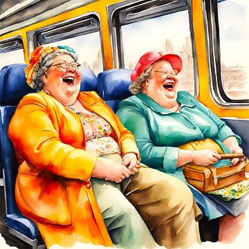 2 cosy ladies on the train by De gezellige Dames