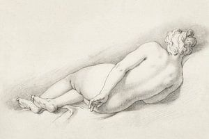 Studie eines liegenden weiblichen Aktes, Abraham Bloemaert, (1645 - 1651)