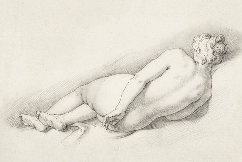 Studie van een liggend vrouwelijk naakt, Abraham Bloemaert, (1645 - 1651)