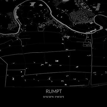 Zwart-witte landkaart van Rumpt, Gelderland. van Rezona