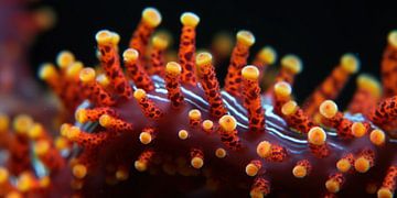 Die feurige Koralle - Tauchabenteuer auf Leinwand von Surreal Media