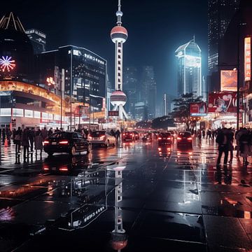 Beijing in de nacht van TheXclusive Art