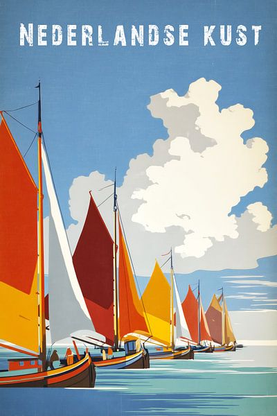 Côte hollandaise - Affiche de voyage vintage par MArt