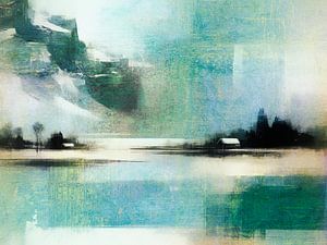 Skandinavische Fjord Landschaft Surreal Abstrakt