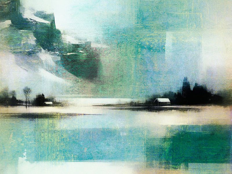 Scandinavian Fjord Landscape Surreal Abstract by Mad Dog Art