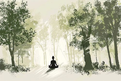 Meditatie onder de bosbomen