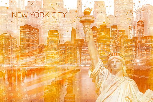 Grafische Kunst MANHATTAN Collage | goud