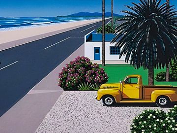Hiroshi Nagai - Gele auto, City Pop van Vivanne