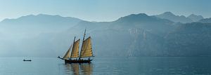 Segelschiff auf dem Gardasee, Malcesine, Gardasee, Verona, Italien von Rene van der Meer