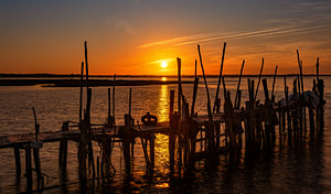 Schöner Sonnenuntergang in Carrasqueira, Portugal