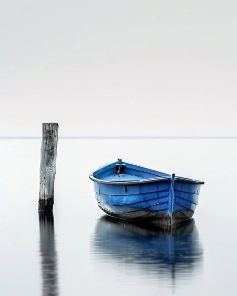 Ruhige See, einsames Boot von fernlichtsicht