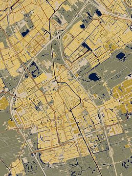 Kaart van Delft in de stijl van Gustav Klimt van Maporia
