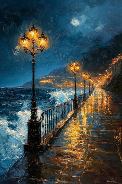 Night by the sea by Poster Art Shop