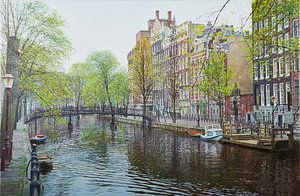 Schilderij: Amsterdam, Oudezijds Voorburgwal von Igor Shterenberg