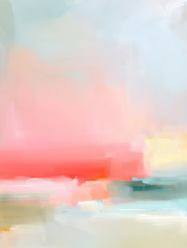 Rose pastel et horizon bleu