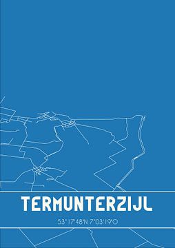 Blauwdruk | Landkaart | Termunterzijl (Groningen) van MijnStadsPoster