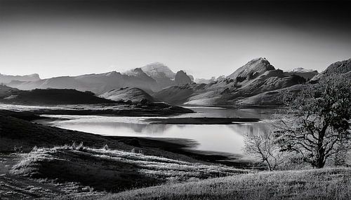 Zwart-wit fotografie met landschap