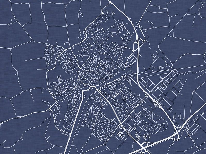 Map of Middelburg in Royal Blue by De Kaartenwinkel