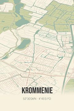 Vintage map of Krommenie (North Holland) by Rezona