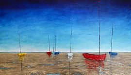 Boote bei Ebbe von Christian Carrette