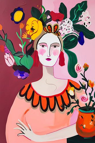 Vrouwelijke gebloemde dame