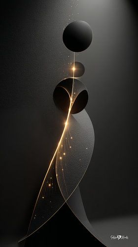 Abstraktes Schwarz mit zartem Gold