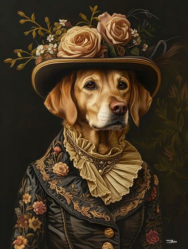 hond in victoriaanse kleding