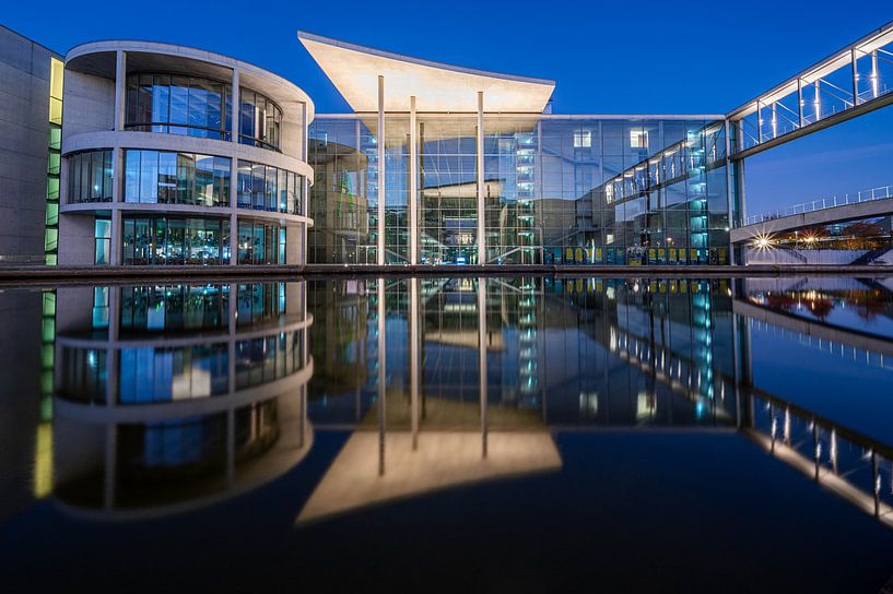 Night symmetry - Paul Löbe House in the Spree by Karsten Rahn