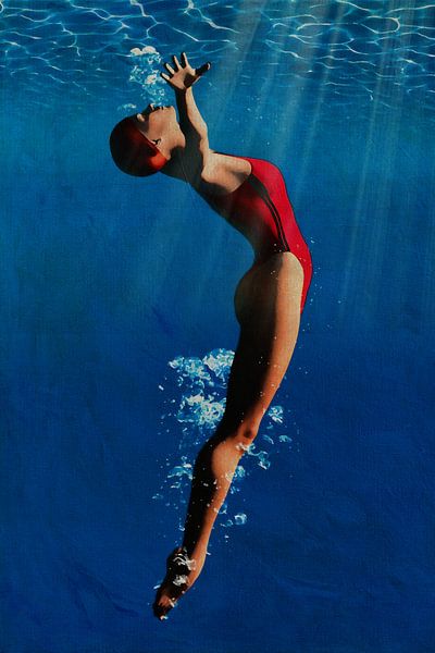 Fille plongeant dans l'eau IV par Jan Keteleer