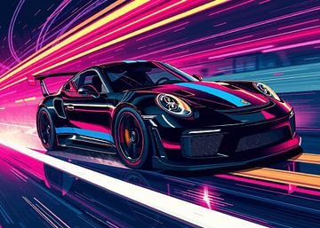Porsche 911 GT3 RS Zwart met blauwe strepen van MIROKKU