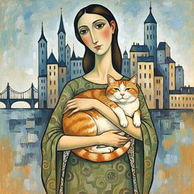 Dame avec un chat sur Jutta Maria Pusl