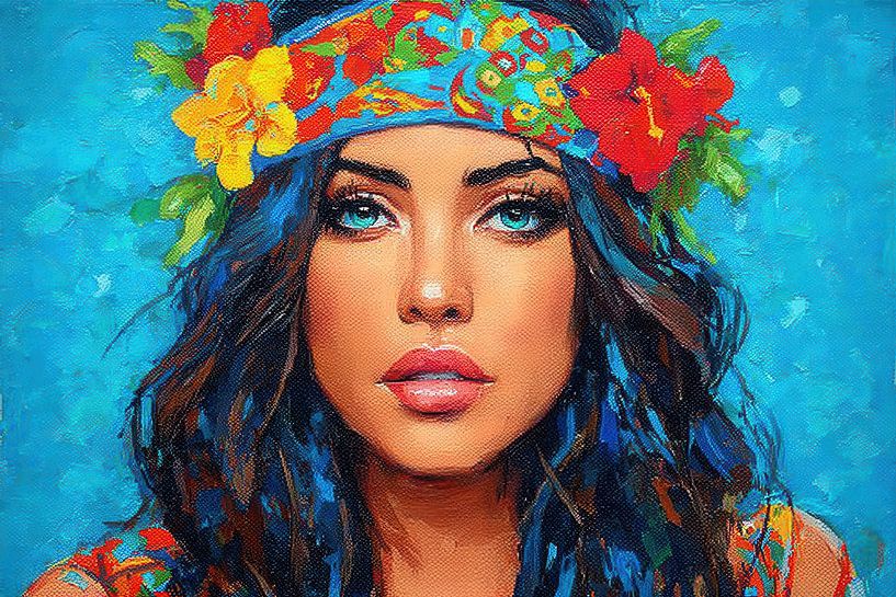 woman with floral hairband by Egon Zitter