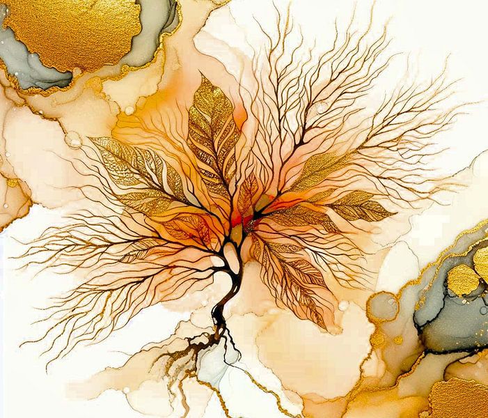 Abstract in gold and soft brown ( 1 ) by Ineke de Rijk