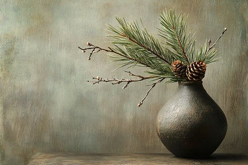 Dennentakken in rustieke vaas