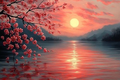 schilderachtig japanse kunst landschap