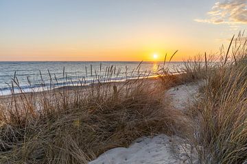 Sunset on the beach, nature reserve of Los Corrales de Rota, Costa de la Lutz, Córdoba, Andalusia, Spain