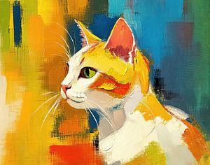 Gemälde einer Katze mit hellem Hintergrund