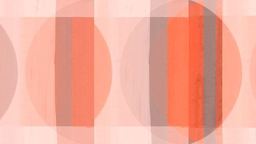 Mid Century Bauhaus Shapes Beige Coral Red Peach