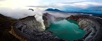 Ijen volcano and crater lake at sunrise