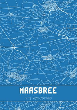 Blauwdruk | Landkaart | Maasbree (Limburg) van MijnStadsPoster