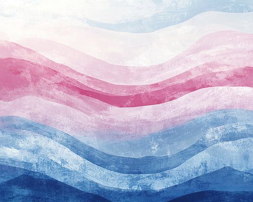 Golven | Harmonieuze Roze Blauwe Golven van Modern Collection