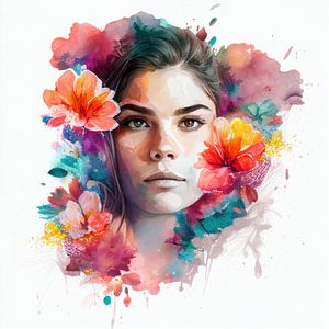 Watercolor Tropical Woman #13 by Chromatic Fusion Studio